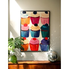 Ninastore Renkli Cupcake Posteri: Kitsch Mutfak Duvar Sanatı Baskısı