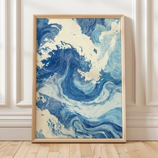 Ninastore Okyanus Dalgaları Sanatı Soyut Deniz Baskısı Mavi Su Sanat Eseri Modern Kıyı Posteri Çağdaş Duvar Sa