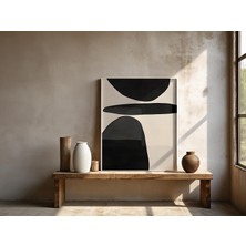 Ninastore Çerçeveli Poster: Minimalist Siyah Soyut | Modern Nötr Duvar Sanatı | Çağdaş Güzel Sanat Baskısı