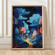 Ninastore Orman Gece Yolu/ Büyülü Ağaç Baskısı/ Yıldızlı Gökyüzü Duvar Sanatı/ Rüya Gibi Manzara Posteri/ Büyü
