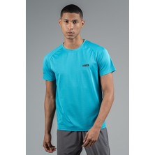 Maraton Regular Erkek Bisiklet Yaka  Mavi T-Shirt