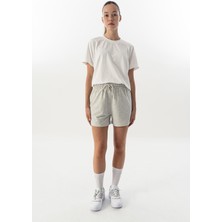 Maraton Comfort Kadın  Düz Paça Ekru Şort
