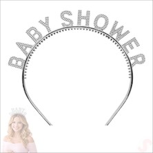 Süsle Bebek ve Parti Baby Shower, Parlak Metal Görünümlü Plastik Taç - Gümüş