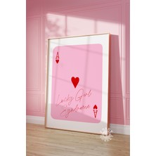 Ninastore Şanslı Kız Sendromu Baskısı/ Pembe Trend Duvar Sanatı/ Retro Oyun Kartı/ Şık Poster/ Yazdırılabilir