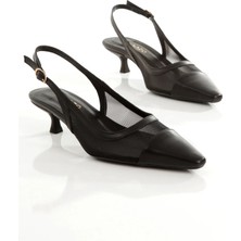 Manzo 25513 Hakiki Deri Tüllü Tokalı Köşe Burun Ökçeli Ayakkabı