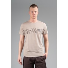 Maraton Regular Erkek Bisiklet Yaka  Bejmelanj- T-Shirt