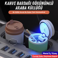 Caralp Üniversal Kahve Bardağı Görünümlü LED Işıklı Yanmaz Koku Geçirmez Oto Küllük Dumansız Sızdırmaz Kapaklı Araç Içi Küllük Araba Küllüğü Siyah Kahverengi
