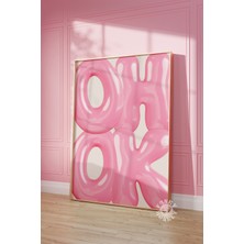 Ninastore Oh Ok Dijital Baskı/ Pembe Balon Harfler Baskılı Sanat Eseri Trend Duvar Sanatı Baskıları Eğlenceli