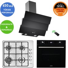 Eminçelik ve Afm Tech Markalı / Sef Emaye Inox Siyah Ankastre Set (31 220 + FM7700+CH 1455 Rc B60)