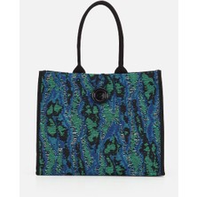 Su14 Mavi-Yeşil Desenli Dokuma Omuz Çantası