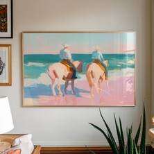 Ninastore Pastel Kovboy Plaj Baskısı: Kıyı Batı At Sanatı (Dijital Indirme)