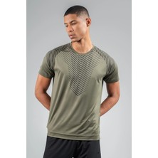 Maraton Regular Erkek Bisiklet Yaka  Açık Haki- T-Shirt