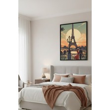 Safir Design Paris Eyfel Kulesi Manzaralı Aşıklar Temalı Çerçeveli Tablo