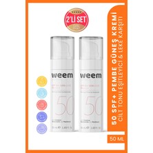 Weem Pembe Kalaminli Ton Eşitleyici Leke Karşıtı Yağsız Güneş Kremi