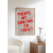 Ninastore Kırmızı Tipografi Baskı: Masalarda Dans Etmek Yasaktır - Eski Gazete Posteri