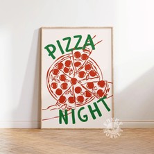Ninastore Pizza Gecesi Mutfak Baskısı/ Yemek Duvar Sanatı/ Retro Italyan Yemek Baskısı/ Pizza Sever Sanatı/ Tr