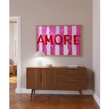 Ninastore Amore Tipografi Posteri: Kırmızı Duvar Sanatı/ Sevgililer Günü Dekorasyonu