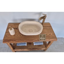 Abay Doğal Taş Traverten Gizli Giderli Çemberli Lavabo