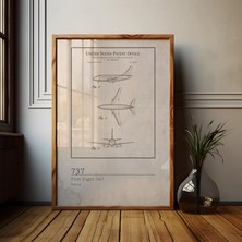 Ninastore Boeing 737 Patent Baskısı: Havacılık Sanatı Posteri/pilot Hediyesi