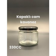 Feyza Design Şık Siyah Kapaklı 330 cc Cam Kavanoz, Tatlı ve Bal Için Mükemmel Seçim