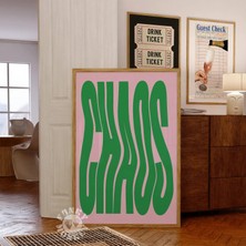 Ninastore Kaos Duvar Sanatı Baskısı/ Şık Pembe Yeşil Poster/ Trend Duvar Sanatı/ Maksimalist Dekor/ Retro Post