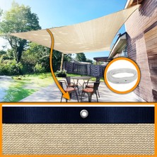 Morilu %95 Gölgeleme - Premimum Lacivert Şeritli - Krem Gölgelik File - Halatlı Montaja Hazır - Tüm Ölçülerde