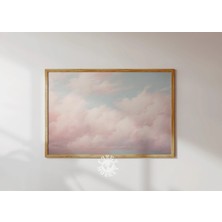 Ninastore Bulut Baskısı/ Pembe Bulut Tablosu/ Coquette Oda Dekorasyonu/ Vintage Çocuk Odası Baskısı/ Yatay Duv