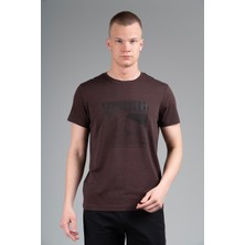 Maraton Regular Erkek Bisiklet Yaka  Koyukahve- T-Shirt