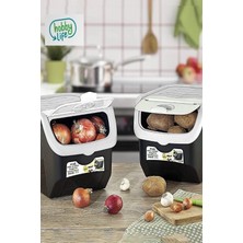Feyza Design 12 Litre Soğan ve Patates Saklama Kutusu, Siyah-Beyaz Çift Paket