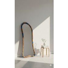 Gökçesan Mobilya Ahşap & Epoksili Çerçeveli Ayna 180X75 Metal Ayaklı Boy Aynası