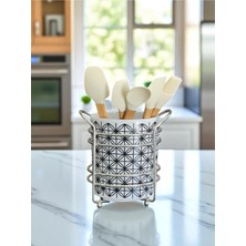 Feyza Design Seramik Dik Kaşıklık, Lonca Desenli, Modern ve Şık Mutfak Aksesuarı