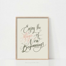 Ninastore Yeni Başlangıçların Keyfini Çıkarın Baskılı Sanat Eseri/ Ev Dekorasyonu Tabelası/ Ilham Verici Söz/