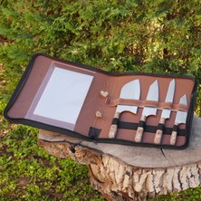 Köse Mehmet 4 Parça Profesyonel Mutfak Bıçak Seti – Hasır Çanta ve Kesme Tahtası Hediyeli!