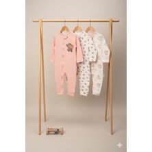 Kız Bebek Fermuarlı Fil Bulutlu 3'lü Patiksiz Uyku Tulumu 9-12-18 Ay