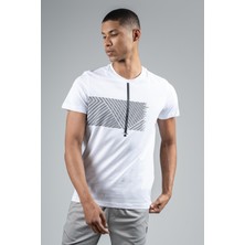 Maraton Regular Erkek Bisiklet Yaka  Beyaz T-Shirt