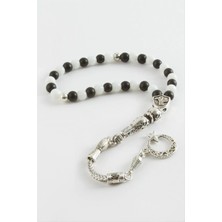 Renklime Siyah Beyaz Mat Onix Ceyt Doğaltaş Tesbih 6 mm