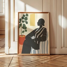 Ninastore Soyut Kadın Sanat Baskısı: Mavi ve Sarı Minimalist Ev Dekorasyonu (Dijital Indirme)