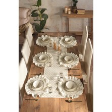 Aurelia Runner ve Fırfırlı Supla Takımı-Masa Örtüsü Takımı 7 Parça 150X40
