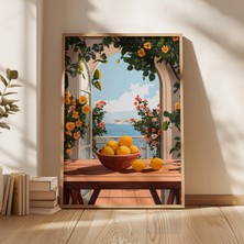 Ninastore Limon Kasesi Balkon Sanat Baskısı: Akdeniz Kıyı Manzarası (Dijital Indirme)