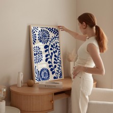 Ninastore Mavi Çiçekli Soyut Sanat Baskısı: Modern Botanik Ev Dekorasyonu (Dijital Baskı)