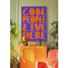 Ninastore "insanlar Burada Yaşıyor" Baskısı/ 70'ler Retro Tipografisi/ Turuncu ve Mavi (Dijital Indirme)