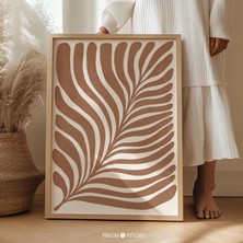 Ninastore Koyu Turuncu Soyut Botanik Baskılı Duvar Sanatı – Toprak Tonlarında Boho Daire Dekorasyonu | 1003