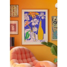 Ninastore Kitsch Mutfak Sanat Baskısı: Şarap ve Çiçekler Maksimalist Dekorasyon