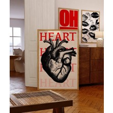 Ninastore Siyah Kalp Anatomisi Posteri/ Psychedelic 70'ler Retro Baskı (Dijital Indirme)