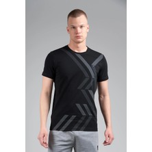 Maraton Regular Erkek Bisiklet Yaka  Siyah T-Shirt
