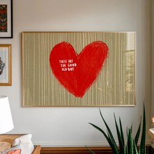 Ninastore Eski Güzel Günler Kalp Posteri: Vintage Aşk Sözü Sanatı/ Nostaljik Duvar Dekoru