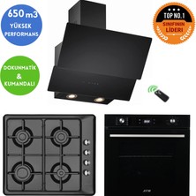 Eminçelik ve Afm Tech Markalı / Sale Siyah Ankastre Set (31 222 Emaye + FM7700+CH 1454 Rc B60)