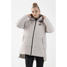 Maraton Oversize Kadın Kapüşonlu  Taş- Mont
