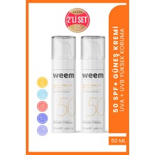 Weem Güneş Kremi Spf 50 2’li Set – Leke Karşıtı, Ton Eşitleyici, Yağsız, Su Bazlı 2X50 ML