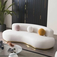 Edsy Home Elips Teddy Koltuk 3 Lü Kanepe Kırık Beyaz